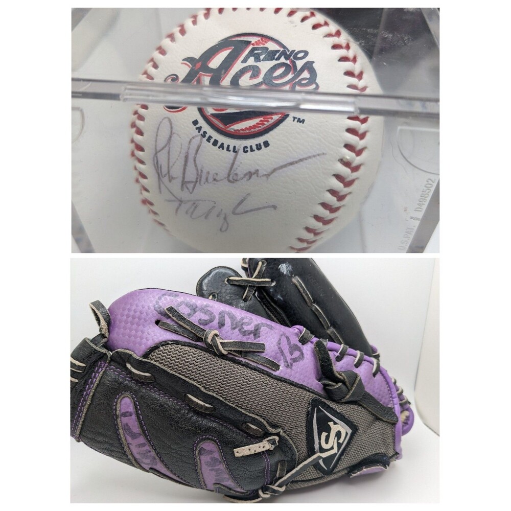 Reno Aces Baseball Club Autographed Signed Clean Ball & Louisville Slugger Glove